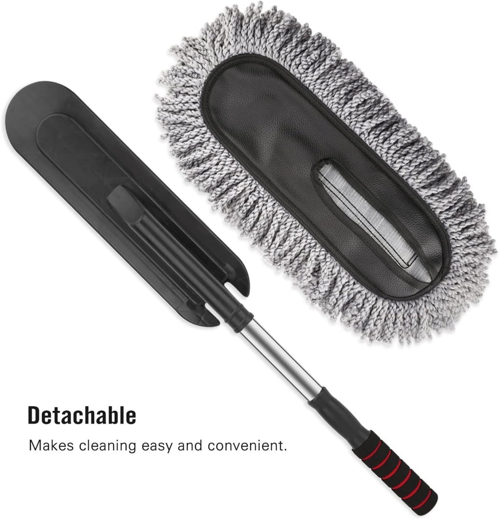 Super Soft Microfiber Car Duster Exterior with Extendable Handle, Car Brush Duster for Car Cleaning Dusting - mamacleanin